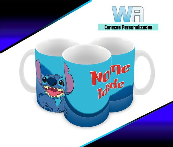 Caneca Polímero Stitch Nome e Idade Personalizada