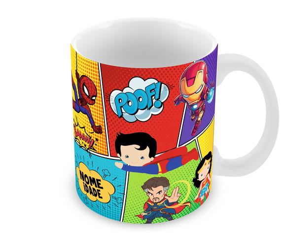 Caneca Polímero Super Heróis Baby Personalizada