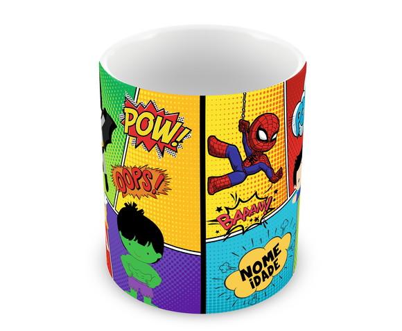 Caneca Polímero Super Heróis Baby Personalizada