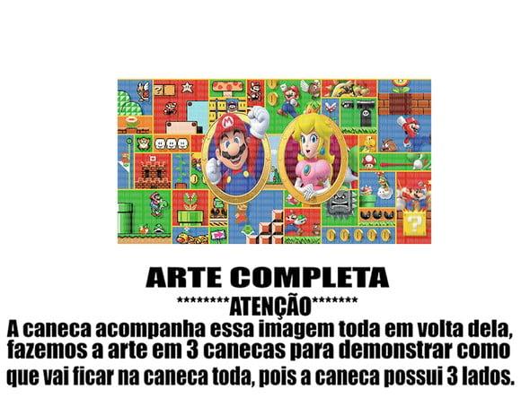Caneca Polímero Super Mario e Princesa Peach Personalizada