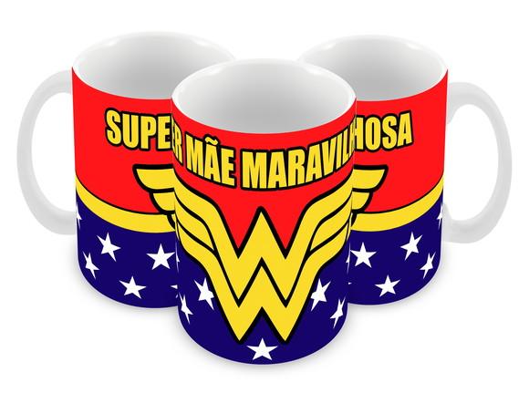 Caneca Polímero Super Mãe Maravilhosa Personalizada