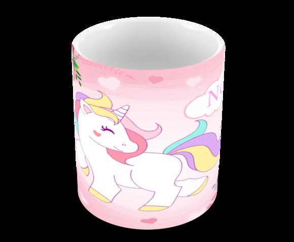 Caneca Polímero Unicórnio com Nome Personalizada