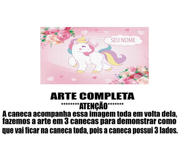 Caneca Polímero Unicórnio com Nome Personalizada