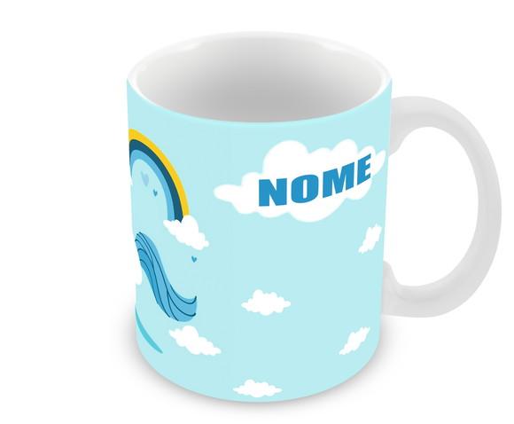 Caneca Polímero Unicórnio Menino Nome Personalizada