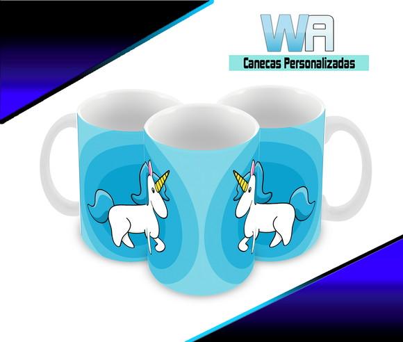 Caneca Polímero Unicórnio Menino Personalizada