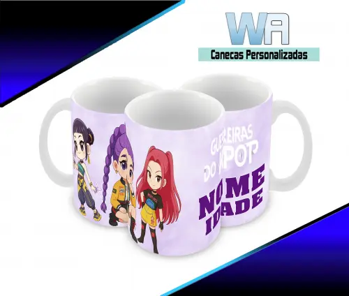 Caneca Polímero Guerreiras do K-Pop Personalizada