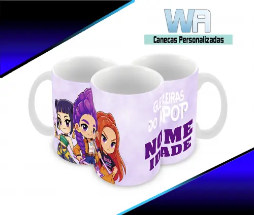 Caneca Polímero Guerreiras do K-Pop Personalizada