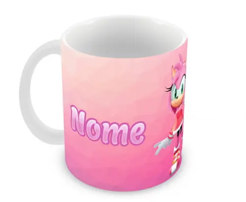 Caneca Polímero Amy Rose com Nome Personalizada