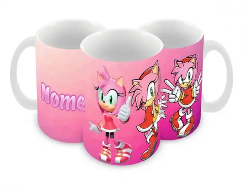 Caneca Polímero Amy Rose com Nome Personalizada