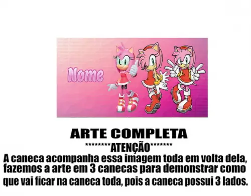 Caneca Polímero Amy Rose com Nome Personalizada