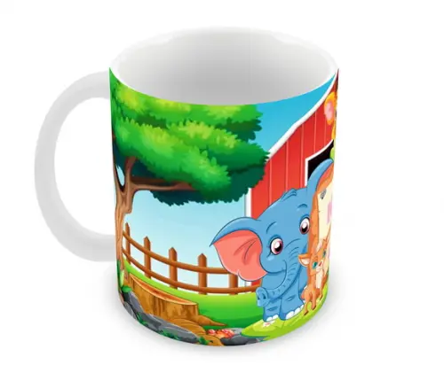 Caneca Polímero Animais Infantil Personalizada