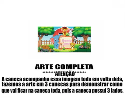 Caneca Polímero Animais Infantil Personalizada