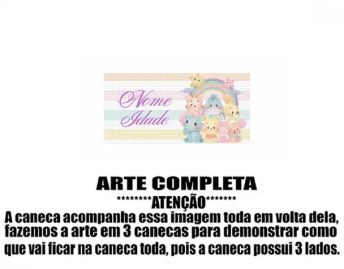 Caneca Polímero Animais Infantil Personalizada