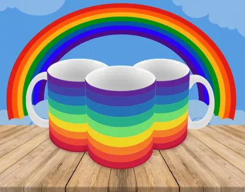 Caneca Polímero Arco Íris Personalizada