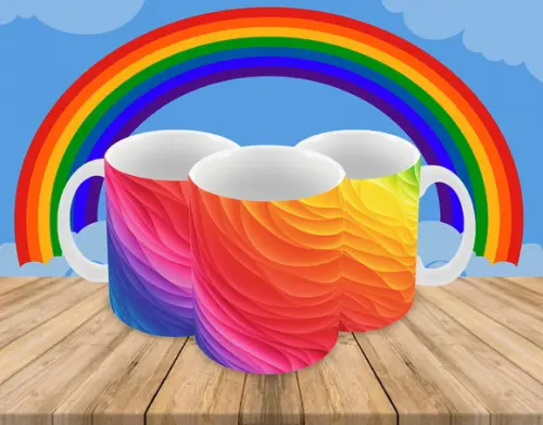Caneca Polímero Arco Íris Personalizada