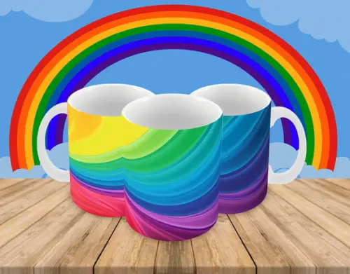 Caneca Polímero Arco Íris Personalizada