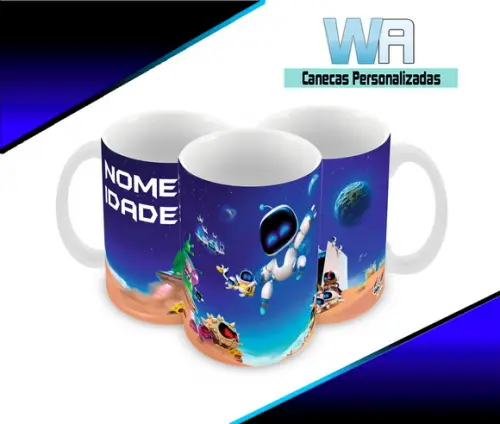 Caneca Polímero Astro Bot Personalizada