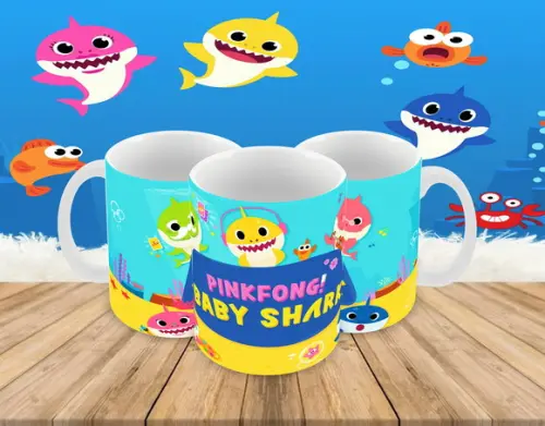 Caneca Polímero Baby Shark Personalizada