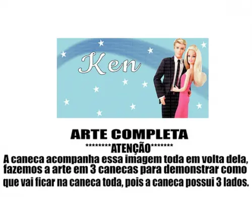 Caneca Polímero Barbie e Ken Personalizada