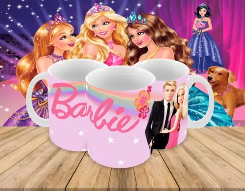 Caneca Polímero Barbie e Ken Personalizada