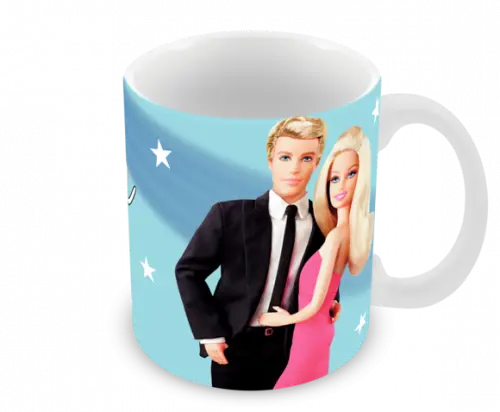 Caneca Polímero Barbie e Ken Personalizada