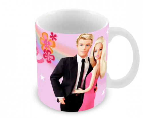 Caneca Polímero Barbie e Ken Personalizada