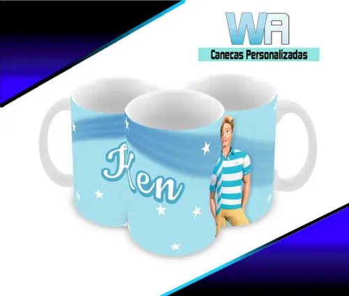 Caneca Polímero Barbie Ken Personalizada