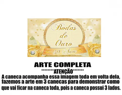 Caneca Polímero Bodas de Ouro Personalizada