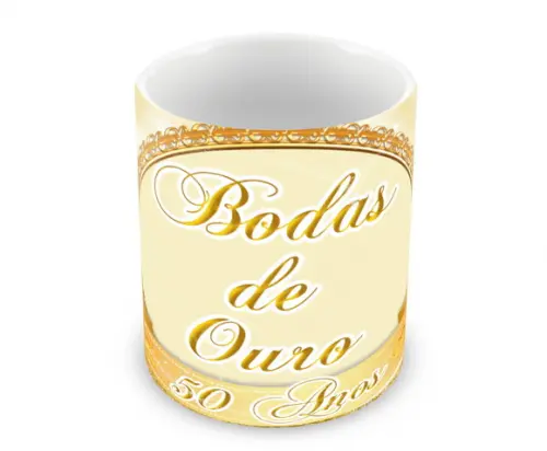 Caneca Polímero Bodas de Ouro Personalizada