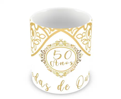 Caneca Polímero Bodas de Ouro Personalizada