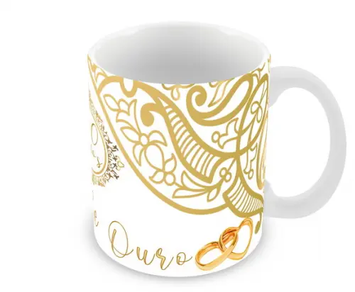 Caneca Polímero Bodas de Ouro Personalizada