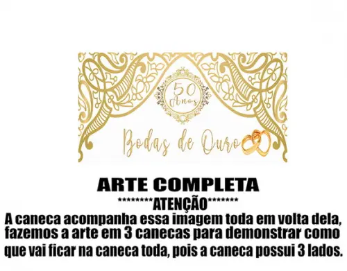 Caneca Polímero Bodas de Ouro Personalizada