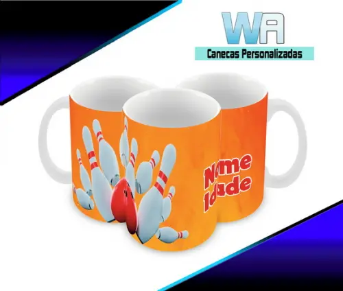 Caneca Polímero Boliche Nome e Idade Personalizada