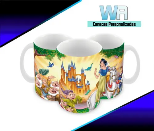Caneca Polímero Branca de Neve Personalizada