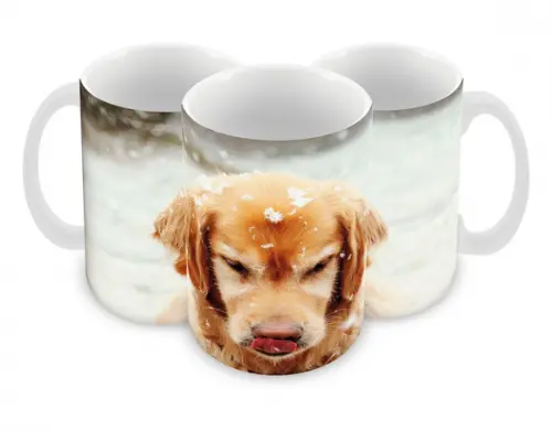 Caneca Polímero Cachorro Golden Retriever Personalizada