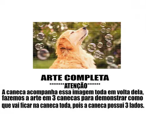 Caneca Polímero Cachorro Golden Retriever Personalizada