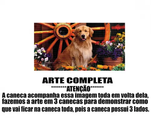 Caneca Polímero Cachorro Golden Retriever Personalizada