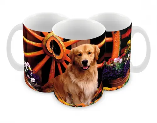Caneca Polímero Cachorro Golden Retriever Personalizada