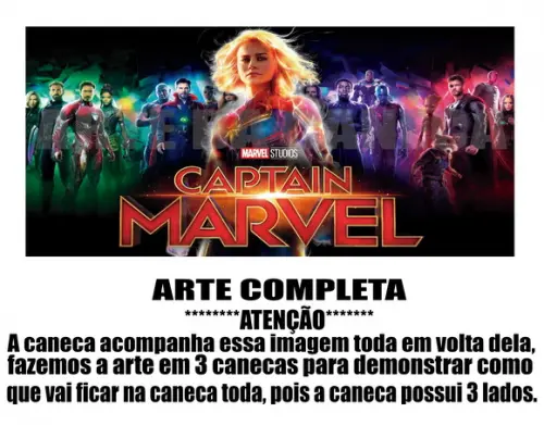 Caneca Polímero Capitã Marvel Personalizada
