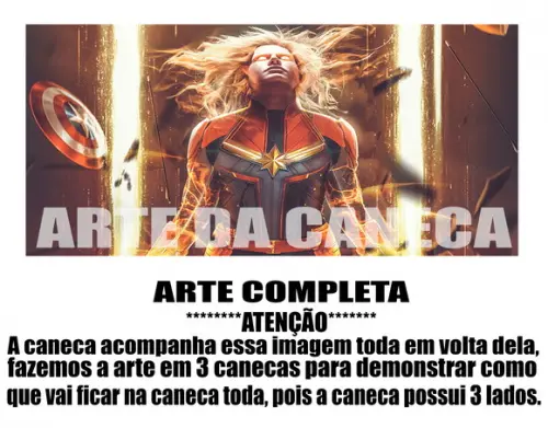 Caneca Polímero Capitã Marvel Personalizada