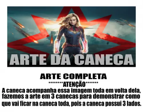 Caneca Polímero Capitã Marvel Personalizada