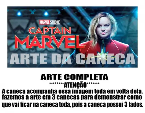 Caneca Polímero Capitã Marvel Personalizada