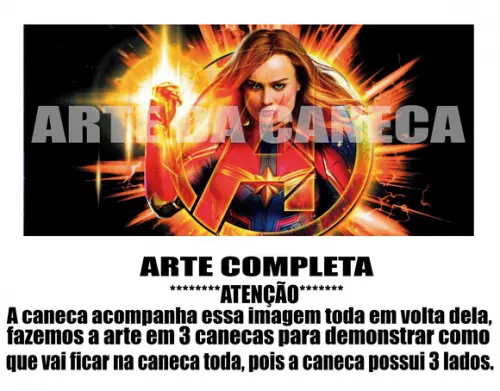Caneca Polímero Capitã Marvel Vingadores Personalizada