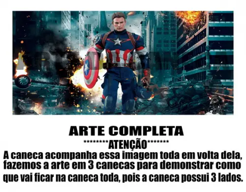 Caneca Polímero Capitão América Personalizada