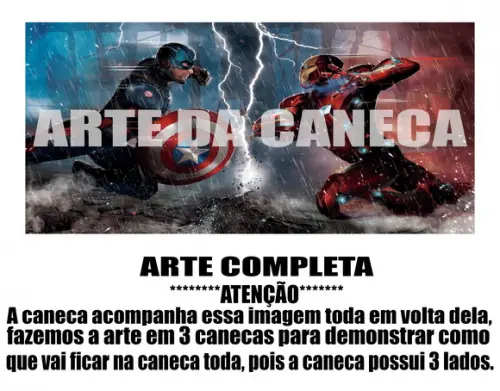 Caneca Polímero Capitão América Vs Homem de Ferro