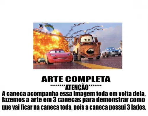 Caneca Polímero Carros Disney Personalizada