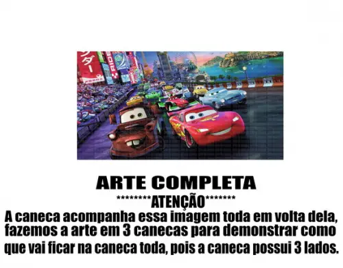 Caneca Polímero Carros Disney Personalizada