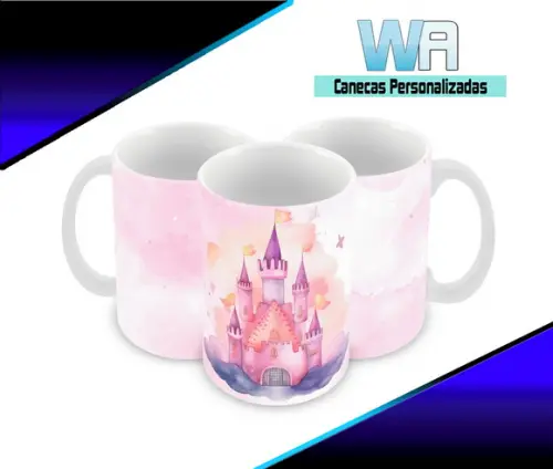 Caneca Polímero Castelo Princesas Personalizada