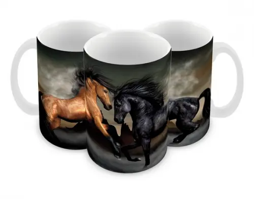 Caneca Polímero Cavalos Personalizada