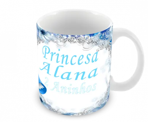Caneca Polímero Cinderela com Nome Personalizada